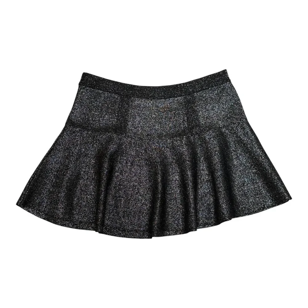 Candie's Glitter Sparkle Mini Skirt Black Silver Large
